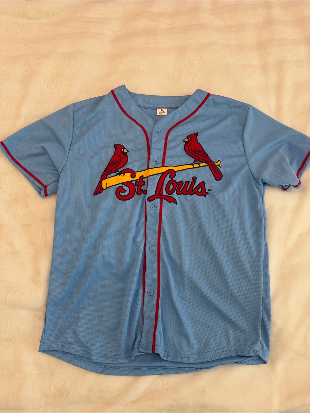 St. Louis Light Blue Baseball Jersey with Red Trim